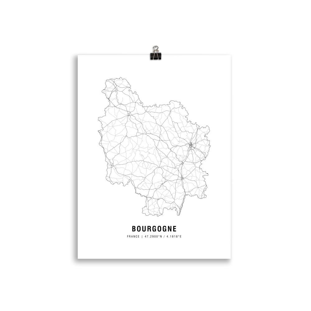 The Bourgogne Wine Map Poster - 30x40 cm - Cocktailored