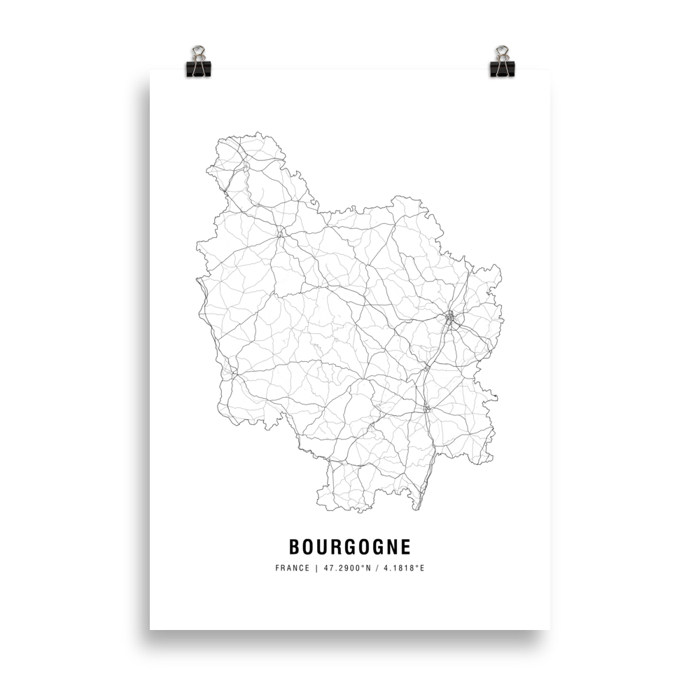 The Bourgogne Wine Map Poster - 50x70 cm - Cocktailored