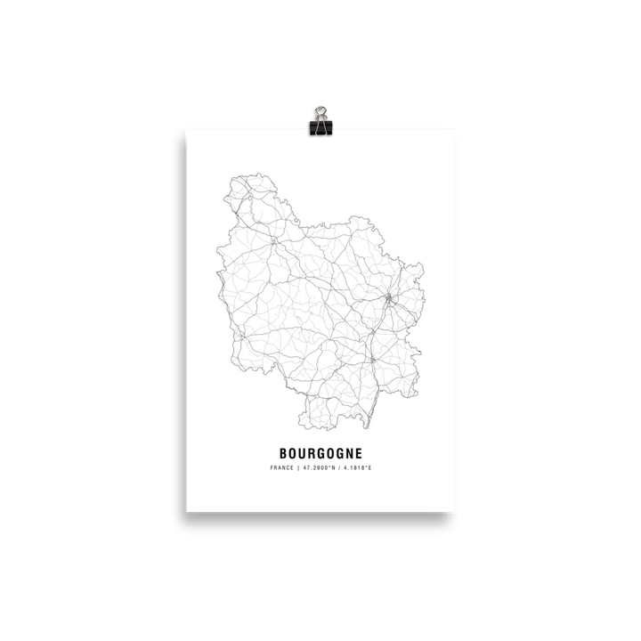 The Bourgogne Wine Map Poster - 21x30 cm - Cocktailored