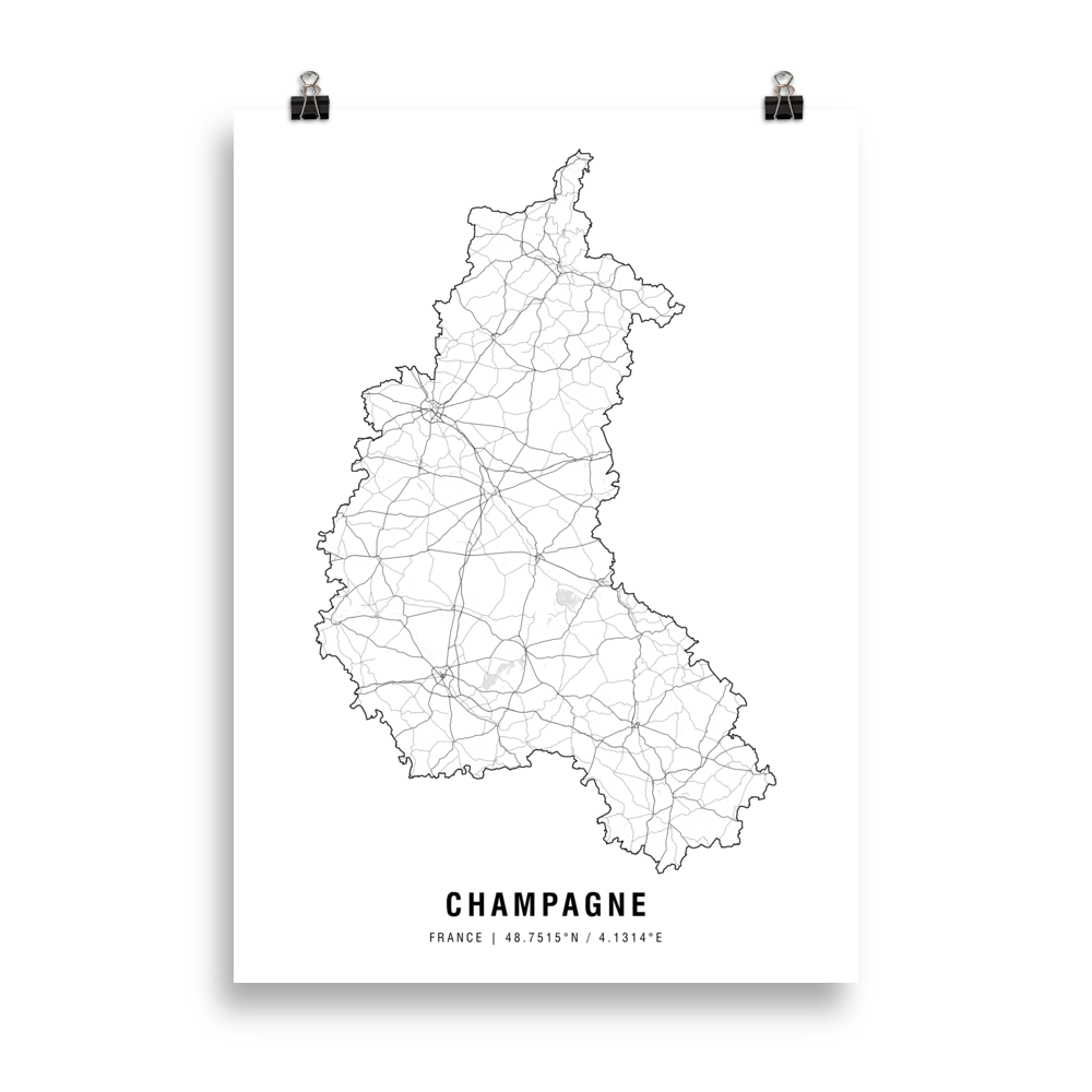 The Champagne Wine Map Poster - 50x70 cm - Cocktailored