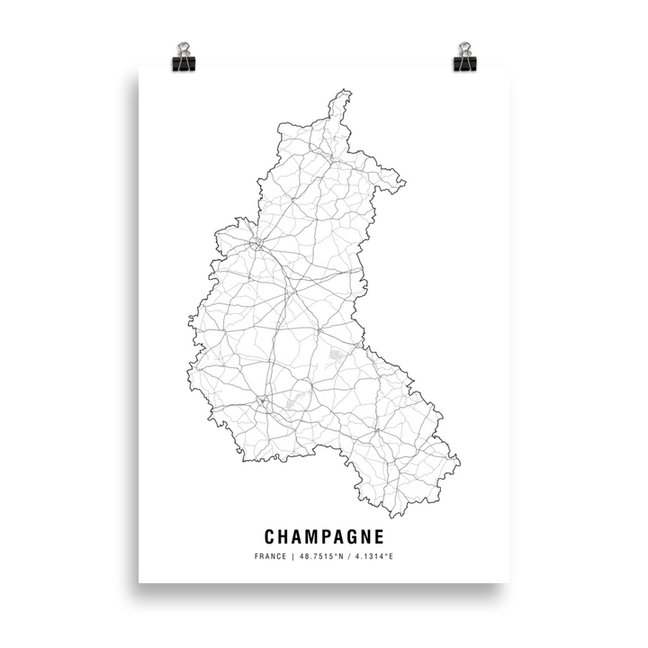 The Champagne Wine Map Poster - 50x70 cm - Cocktailored