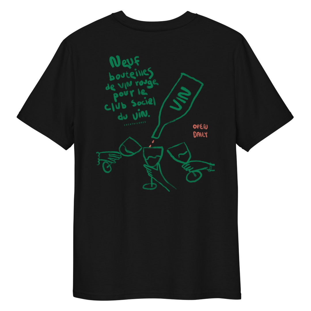 le club social du vin. organic t-shirt - Black - Cocktailored