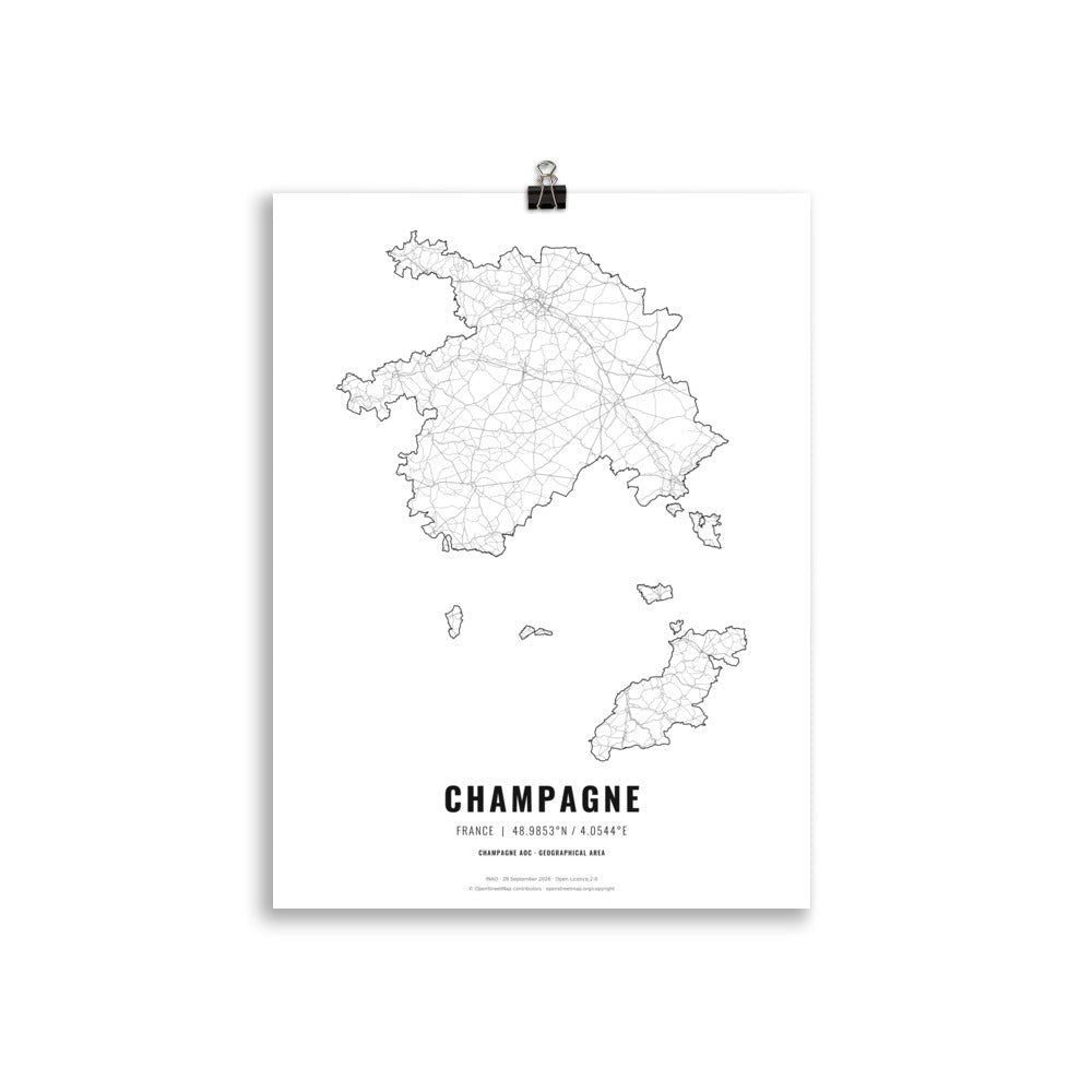 The Champagne Wine Map Poster - 30x40 cm - Cocktailored