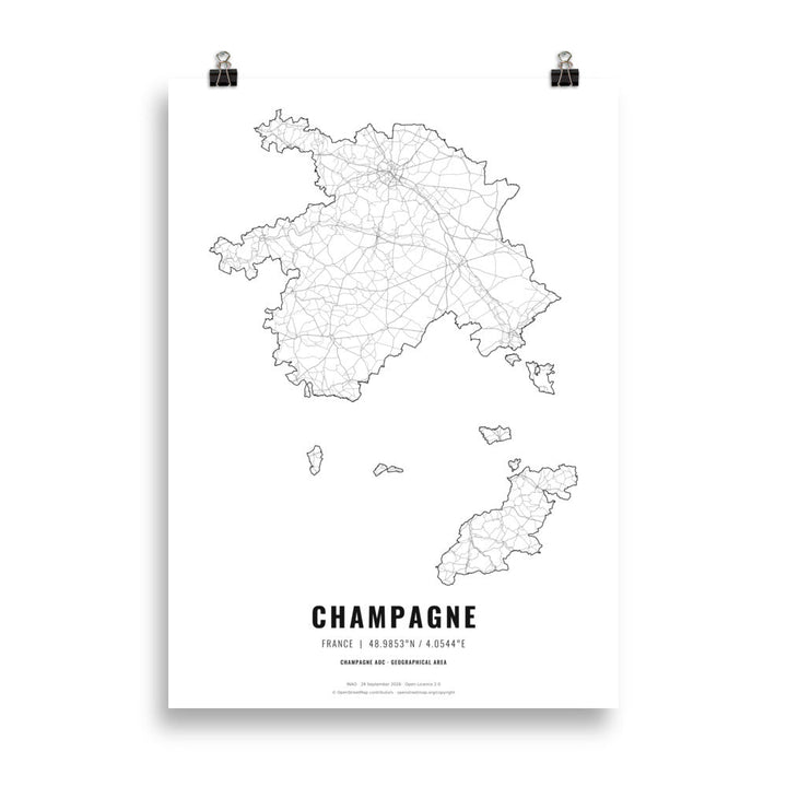 The Champagne Wine Map Poster - 50x70 cm - Cocktailored