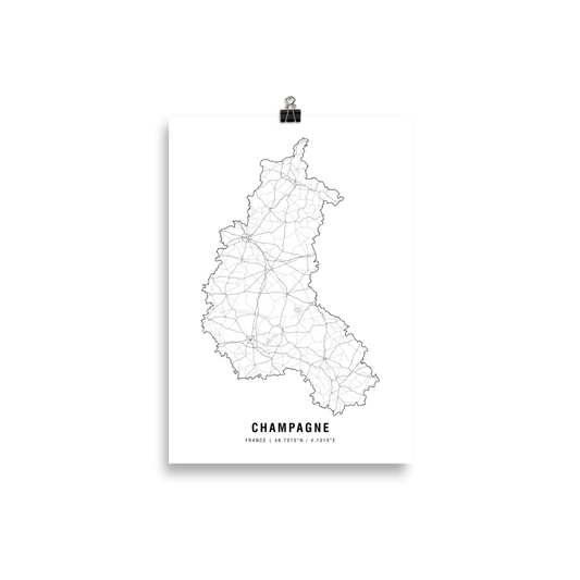 The Champagne Wine Map Poster - 21x30 cm - Cocktailored